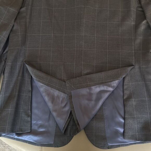 Saks Fifth Ave Black Label Tropical Wool Men’s Blue Windowpane Jacket. Size 42. - Picture 5 of 10